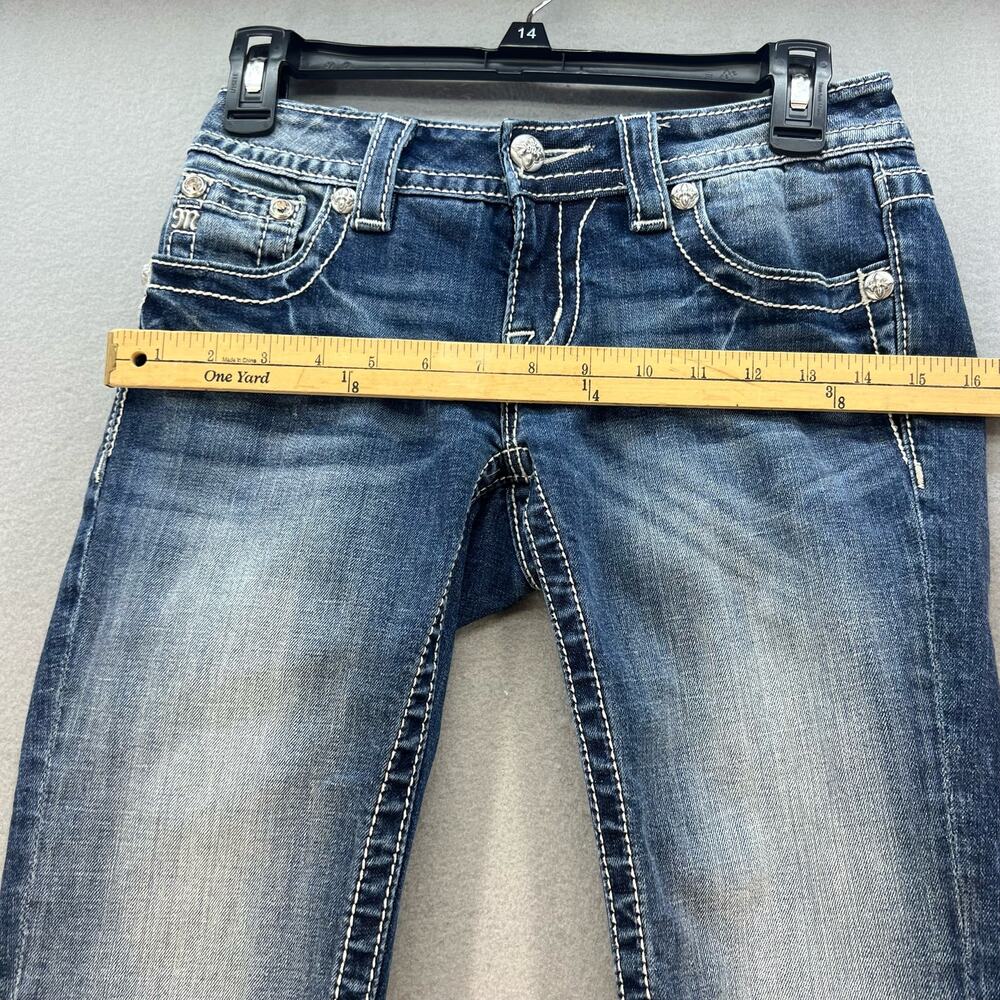 Miss Me Jeans Women's 25 (0) Dark Blue Signature Cuffed Capri Zipper Moto - Picture 5 of 14